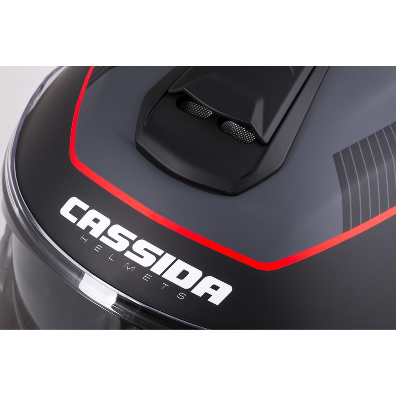 Výklopná helma na motorku Cassida Modulo 2.1 Profile matná černo-šedo-červená