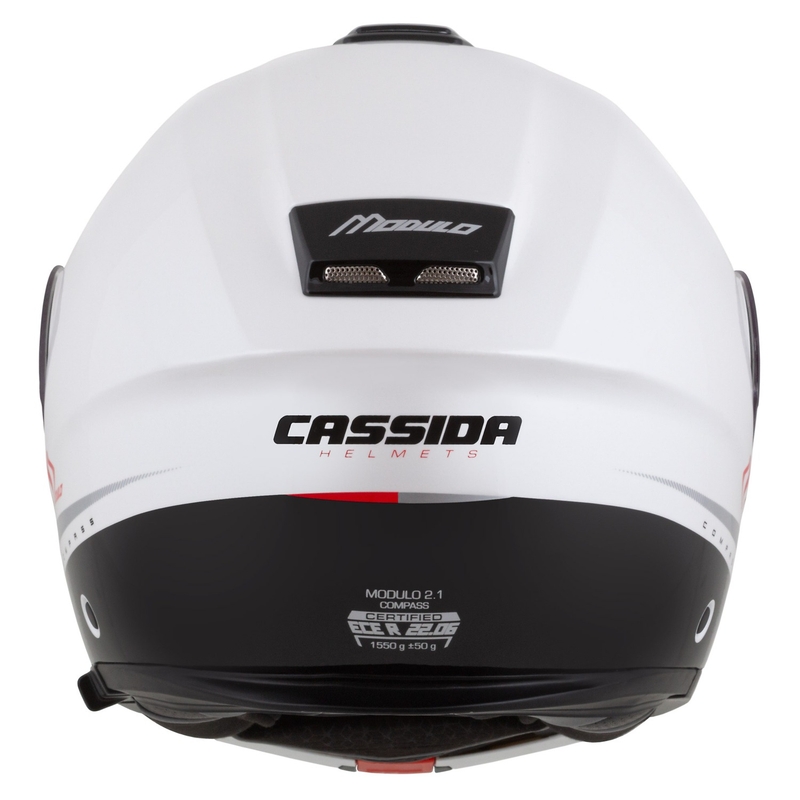 Výklopná helma na motorku Cassida Modulo 2.1 Compass perleťovo bílo-černo-červeno-stříbrná