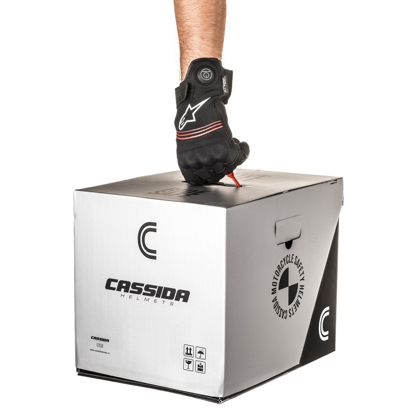 Výklopná helma na motorku Cassida Modulo 2.1 Compass perleťovo bílo-černo-červeno-stříbrná