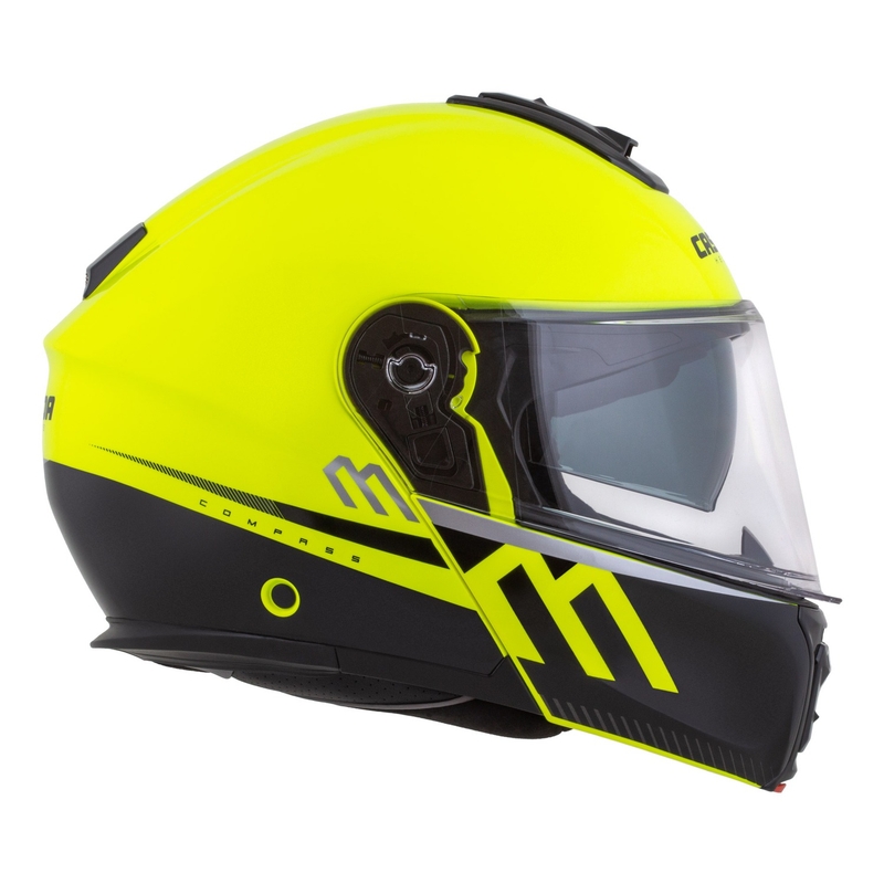 Výklopná helma na motorku Cassida Modulo 2.1 Compass fluo žluto-černo-stříbrno-červená