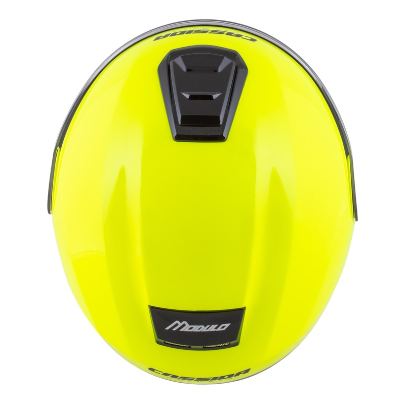 Výklopná helma na motorku Cassida Modulo 2.1 Compass fluo žluto-černo-stříbrno-červená