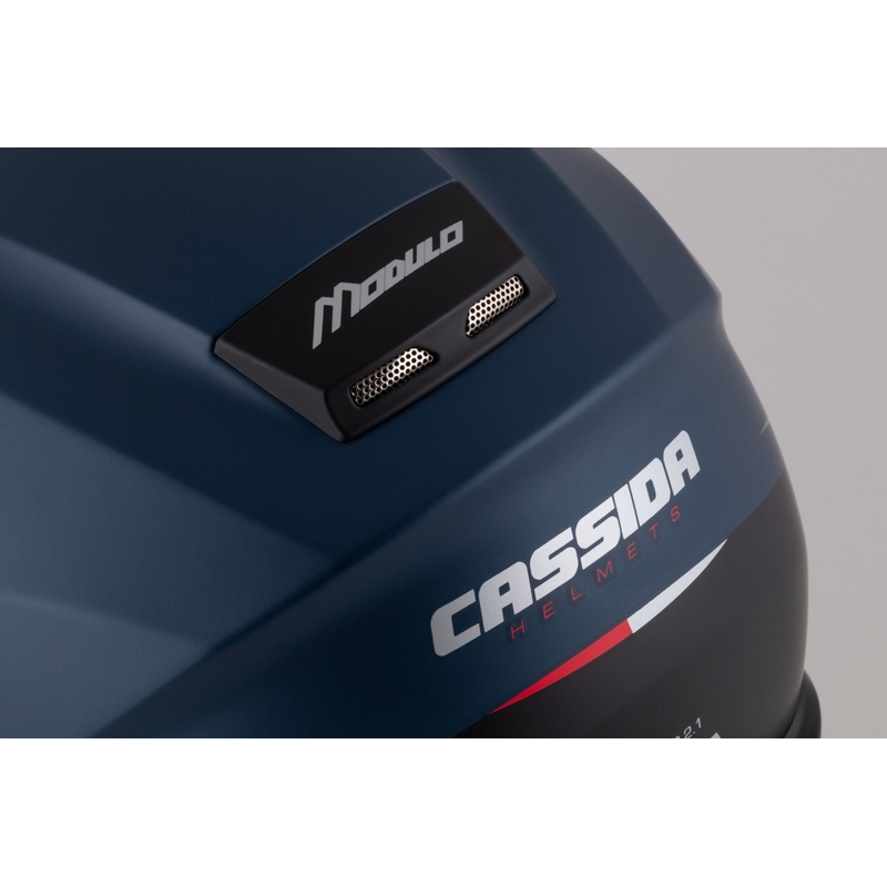 Výklopná helma na motorku Cassida Modulo 2.1 Compass matná modro perleťovo-černo-červená