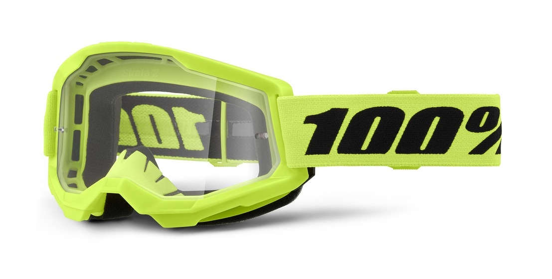 Dětské motokrosové brýle 100% STRATA 2 neon žluté čiré plexi