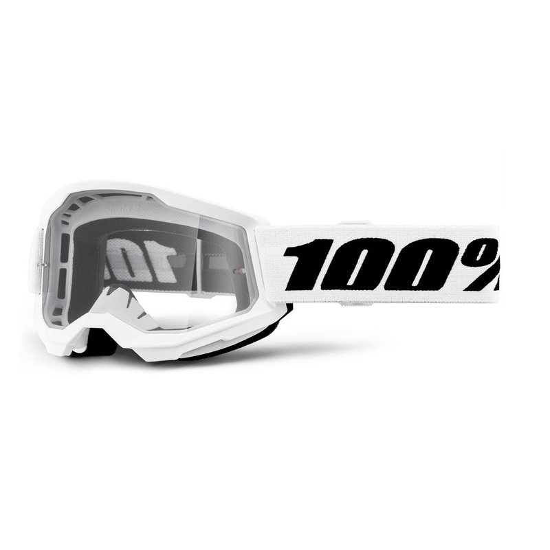 Dětské motokrosové brýle 100% STRATA 2 bílé čiré plexi