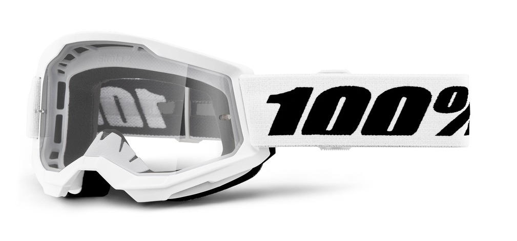 Dětské motokrosové brýle 100% STRATA 2 bílé čiré plexi