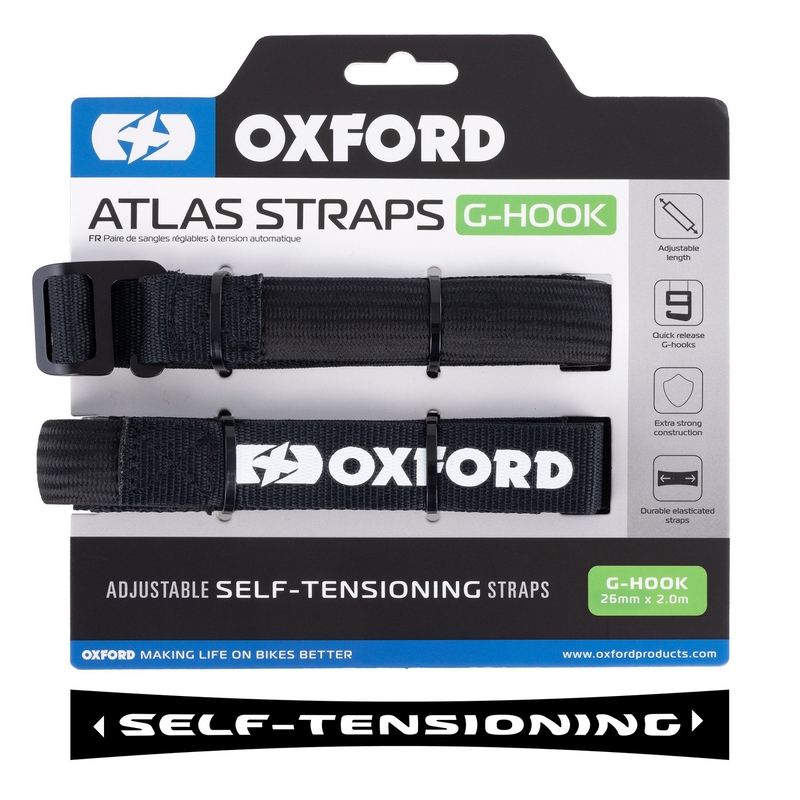 Zavazadlové popruhy Oxford Atlas G-Hook 2 ks černé 26mm x 2m