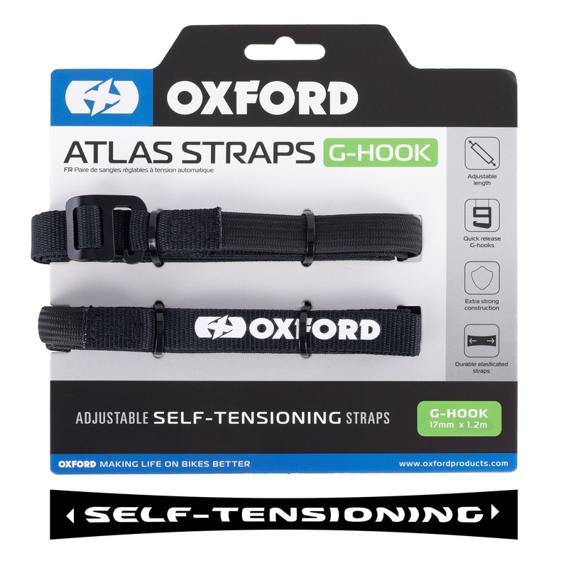 Zavazadlové popruhy Oxford Atlas G-Hook 2 ks černé 17 mm x 1,2 m