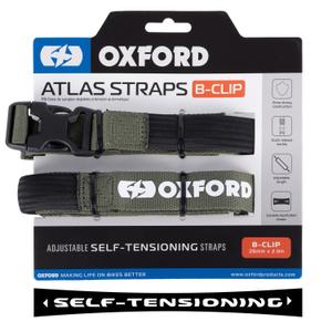 Zavazadlové popruhy Oxford Atlas B-Clip 2 ks zelené 26 mm x 2 m