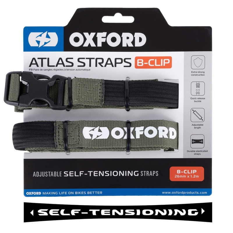 Zavazadlové popruhy Oxford Atlas B-Clip 2 ks zelené 26 mm x 1,2 m