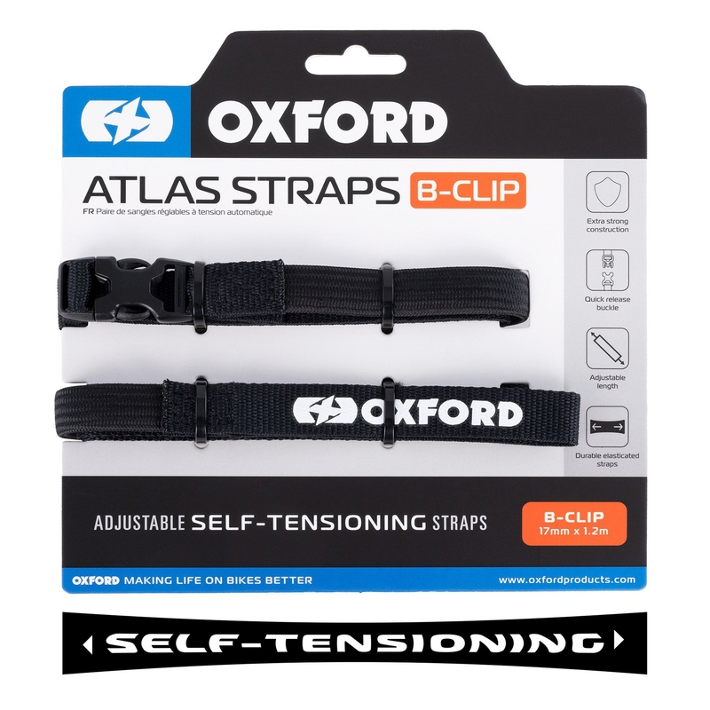 Zavazadlové popruhy Oxford Atlas B-Clip 2 ks černé 17 mm x 1,2 m