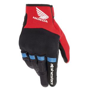Rukavice na motorku Alpinestars Copper Honda kolekce 2025 černo-červeno-modré