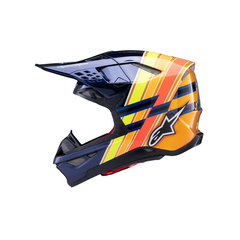 Motokrosová přilba Alpinestars Supertech S-M10 edice TROY LEE DESIGNS perleť modro-fluo oranžovo- žluto-červená