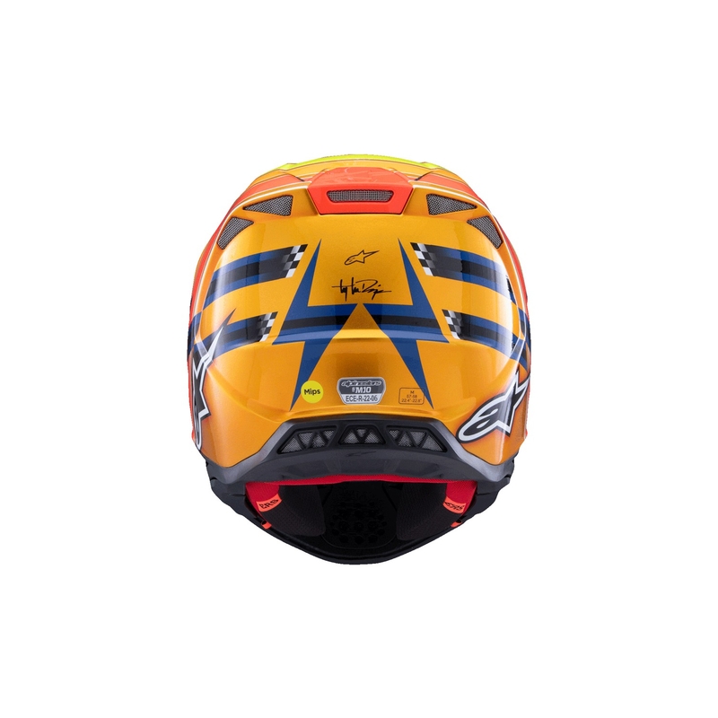 Motokrosová přilba Alpinestars Supertech S-M10 edice TROY LEE DESIGNS perleť modro-fluo oranžovo- žluto-červená