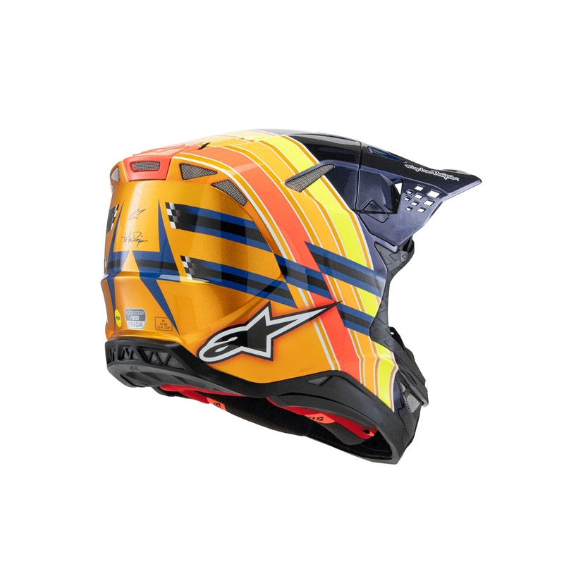 Motokrosová přilba Alpinestars Supertech S-M10 edice TROY LEE DESIGNS perleť modro-fluo oranžovo- žluto-červená