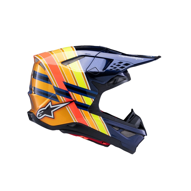 Motokrosová přilba Alpinestars Supertech S-M10 edice TROY LEE DESIGNS perleť modro-fluo oranžovo- žluto-červená