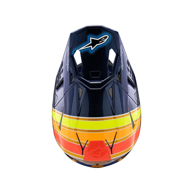 Motokrosová přilba Alpinestars Supertech S-M10 edice TROY LEE DESIGNS perleť modro-fluo oranžovo- žluto-červená