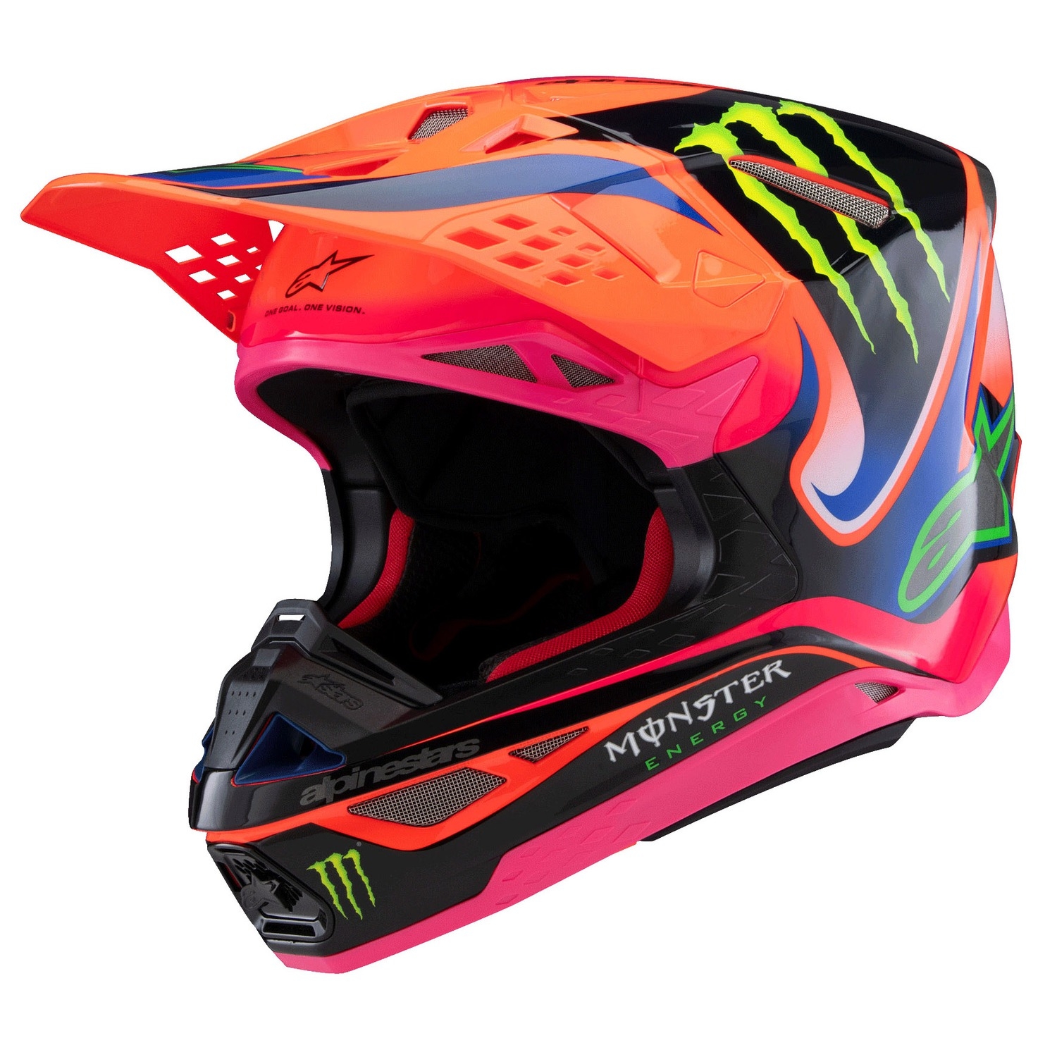 Motokrosová helma Alpinestars Supertech S-M10 edice HAIDEN DEEGAN fluo oranžovo-fialovo-růžovo-zelená Velikost: XS