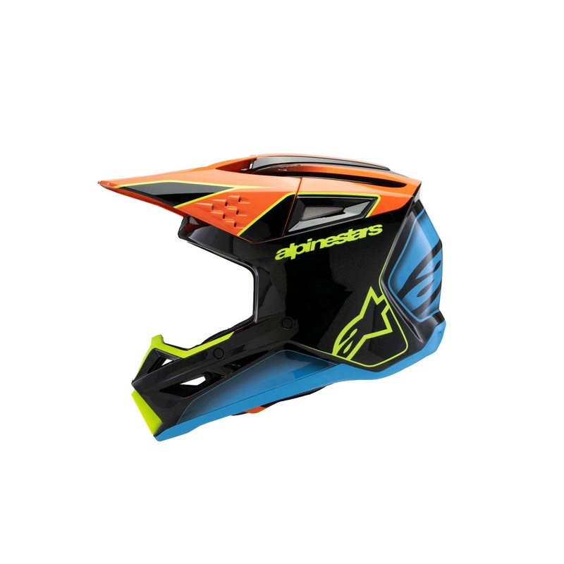 Dětská motokrosová přilba Alpinestars S-M3 FRAY černo-fluo oranžovo-fluo žluto-tyrkysová