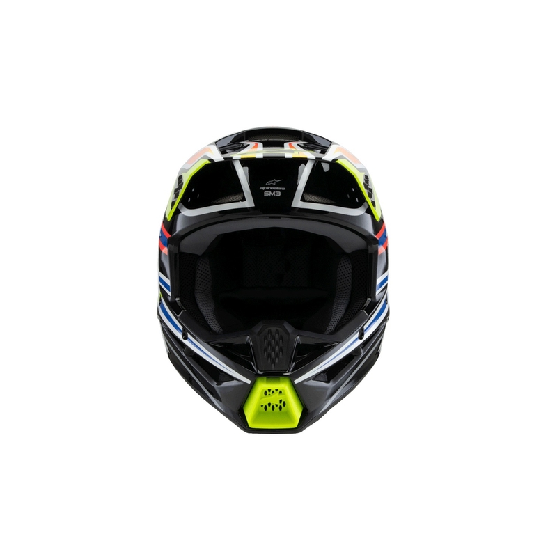 Dětská motokrosová přilba Alpinestars S-M3 WURX černo-fluo žluto-modro-červená