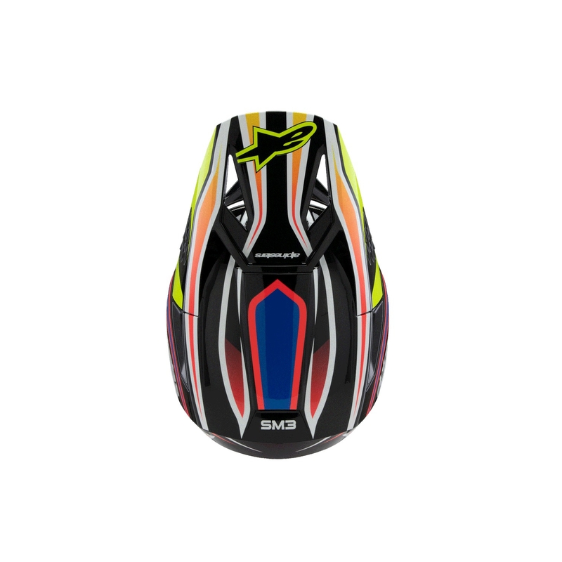 Dětská motokrosová přilba Alpinestars S-M3 WURX černo-fluo žluto-modro-červená
