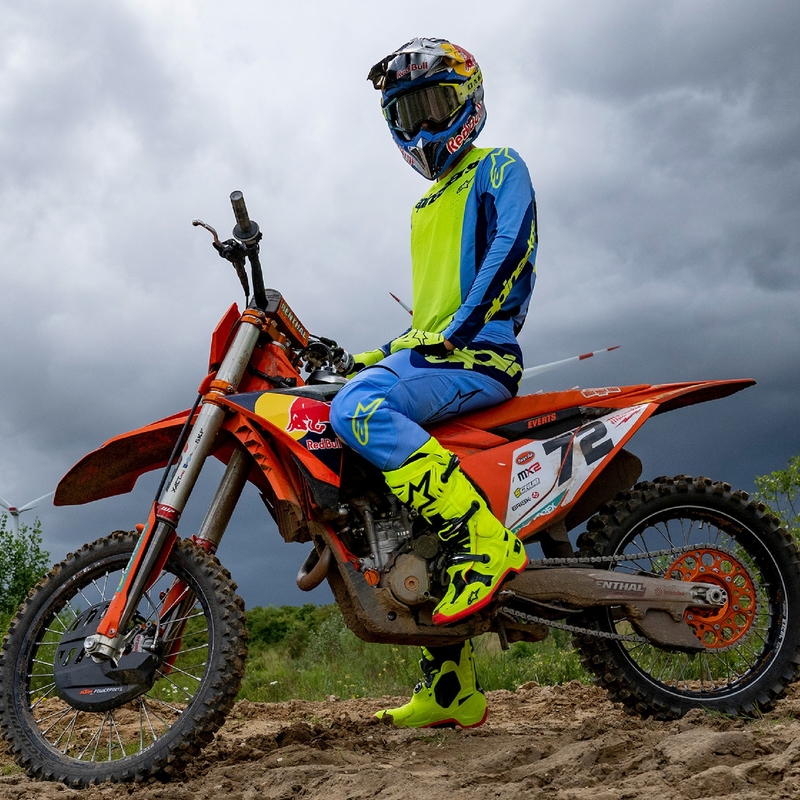 Motokrosový dres Alpinestars Techstar Melt fluo žluto-modrý