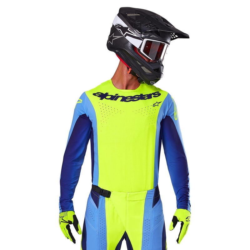 Motokrosový dres Alpinestars Techstar Melt fluo žluto-modrý