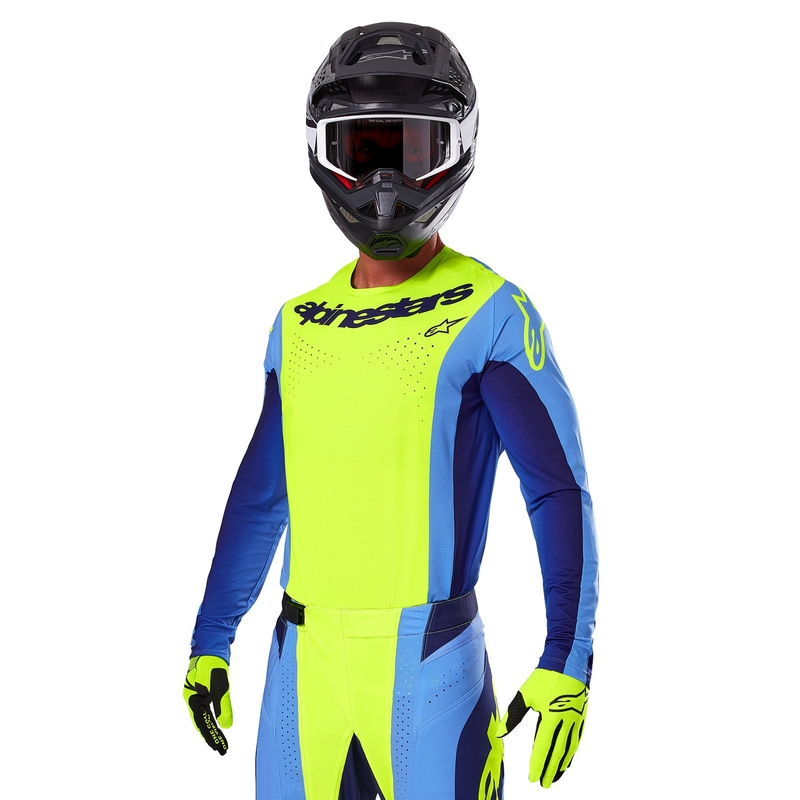 Motokrosový dres Alpinestars Techstar Melt fluo žluto-modrý