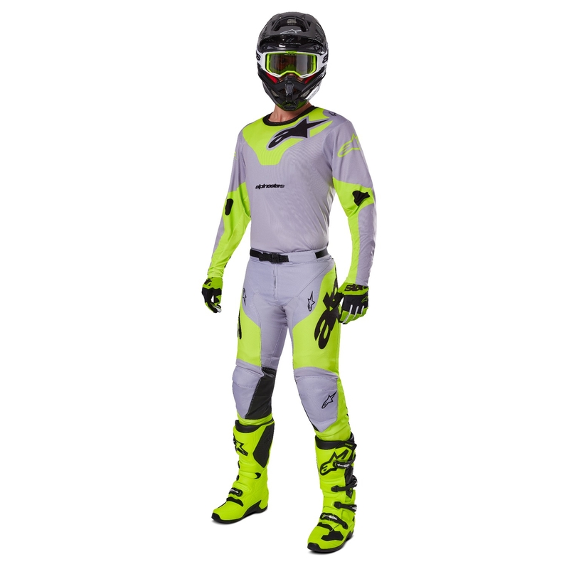 Motokrosový dres Alpinestars Racer Veil šedo-fluo žlutý