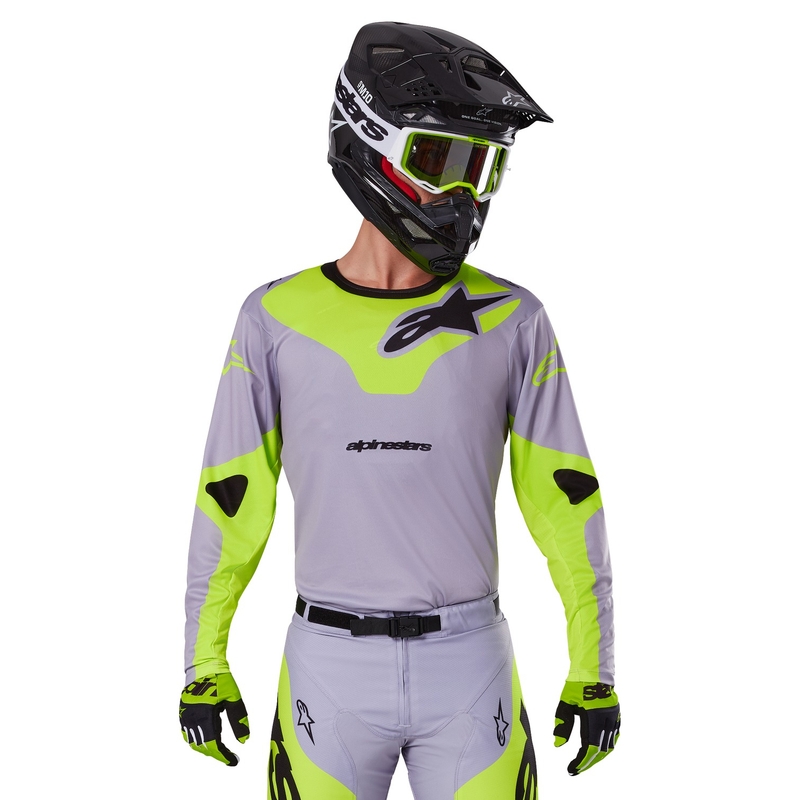 Motokrosový dres Alpinestars Racer Veil šedo-fluo žlutý