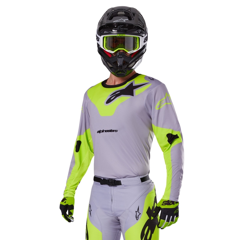 Motokrosový dres Alpinestars Racer Veil šedo-fluo žlutý