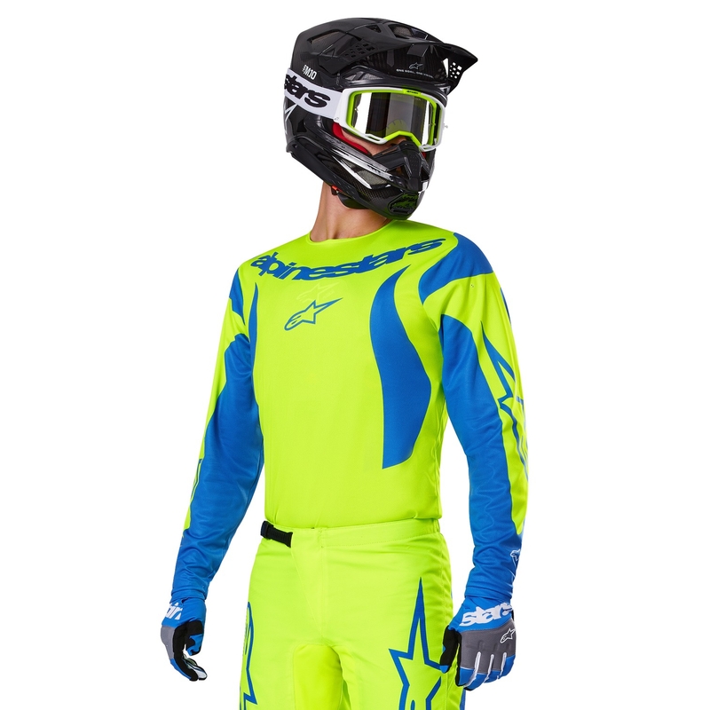 Motokrosový dres Alpinestars Fluid Haul fluo žluto-modrý