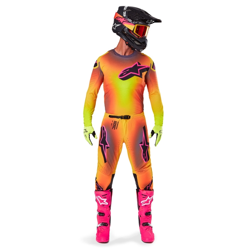 Motokrosový dres Alpinestars Supertech Lipan žluto-růžový