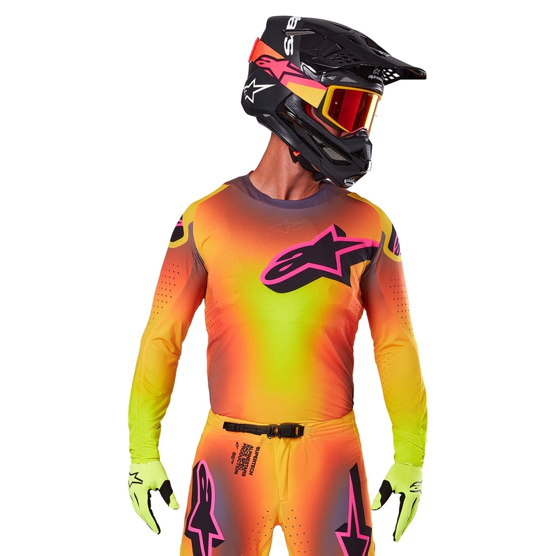 Motokrosový dres Alpinestars Supertech Lipan žluto-růžový