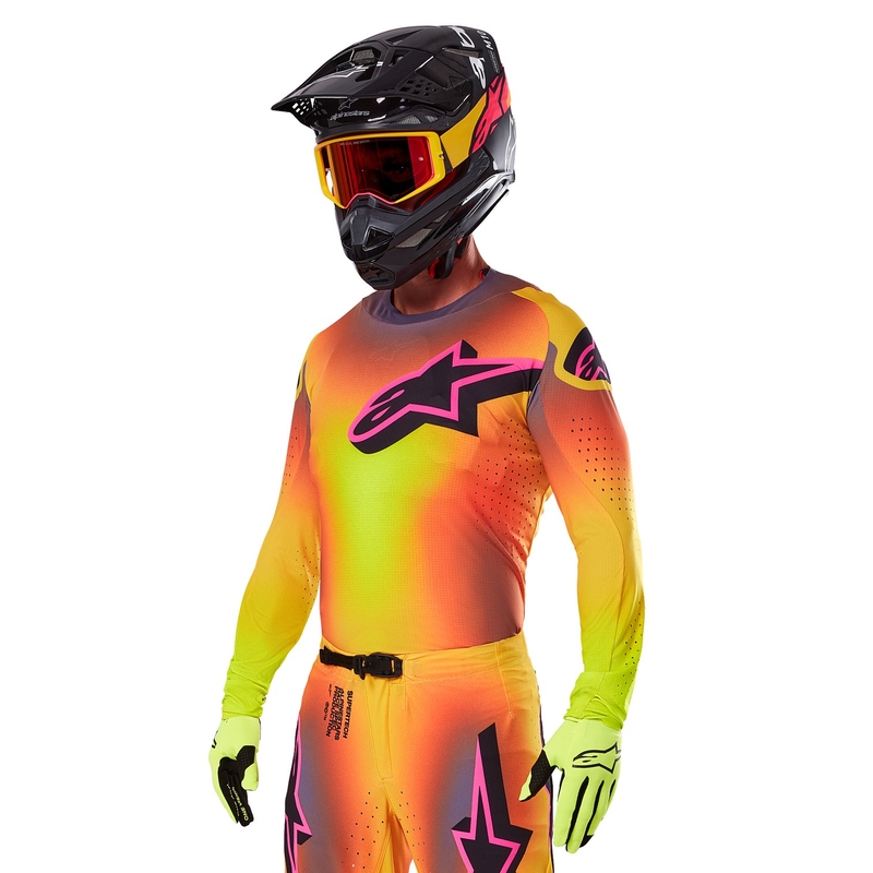 Motokrosový dres Alpinestars Supertech Lipan žluto-růžový