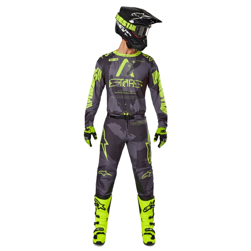 Motokrosový dres Alpinestars Racer Hollow tmavá camo-fluo žlutý