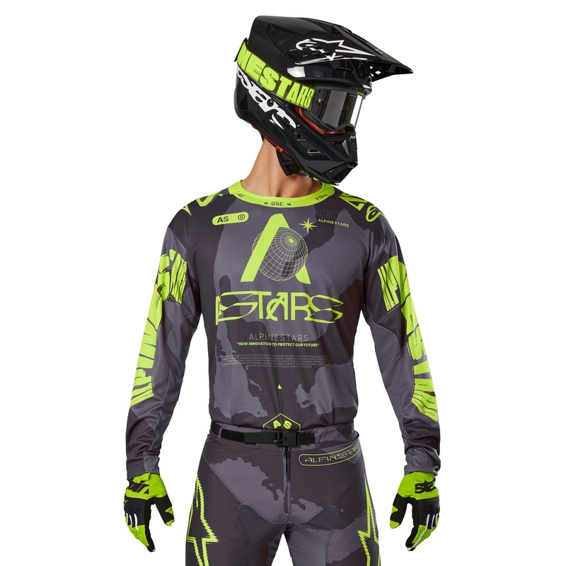 Motokrosový dres Alpinestars Racer Hollow tmavá camo-fluo žlutý
