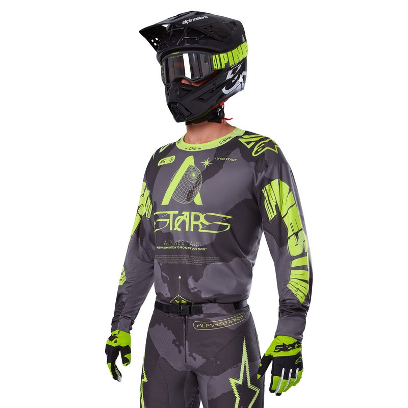 Motokrosový dres Alpinestars Racer Hollow tmavá camo-fluo žlutý