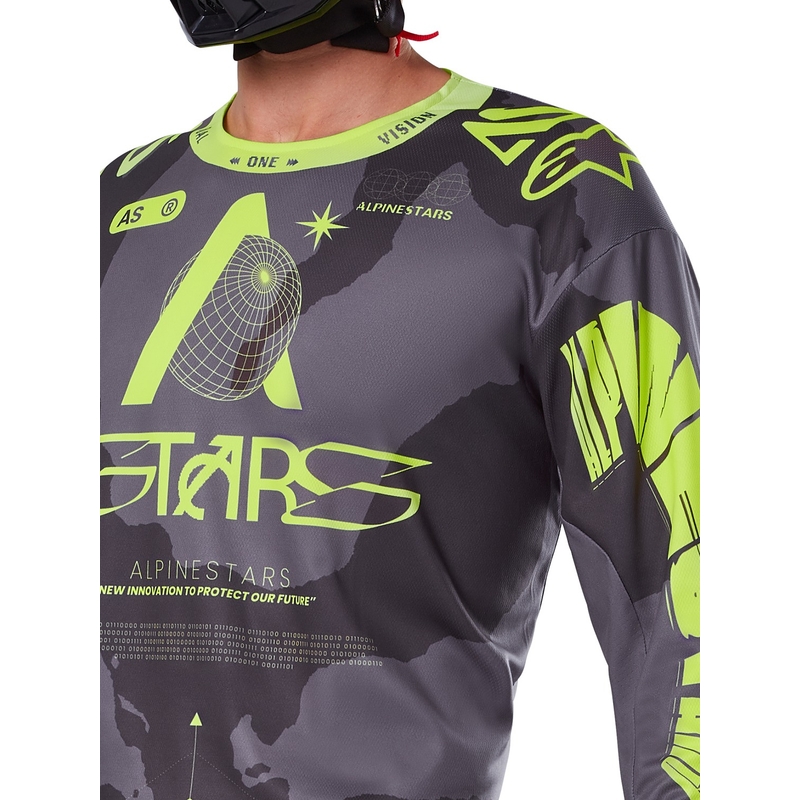 Motokrosový dres Alpinestars Racer Hollow tmavá camo-fluo žlutý