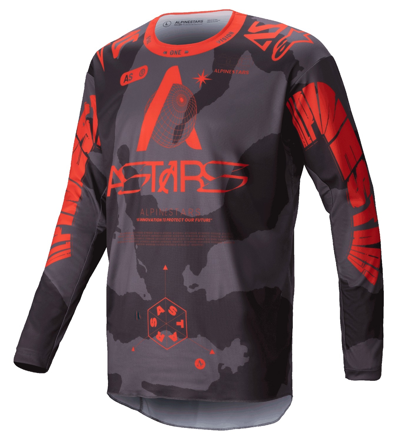 Motokrosový dres Alpinestars Racer Hollow šedá camo-fluo oranžový Velikost: M