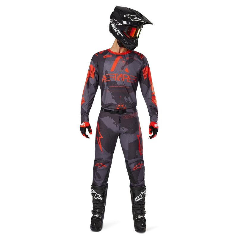 Motokrosový dres Alpinestars Racer Hollow šedá camo-fluo oranžový