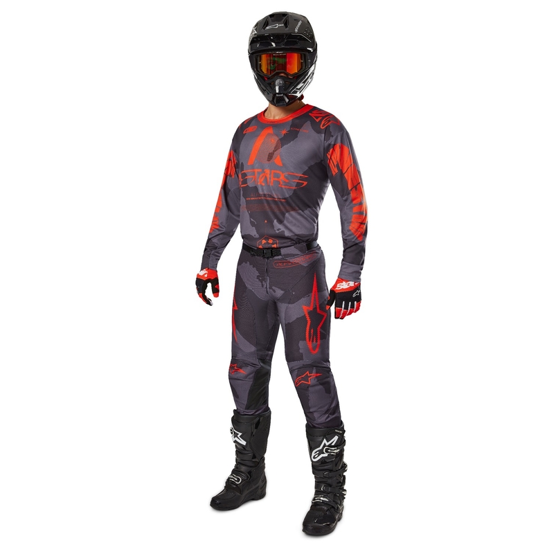 Motokrosový dres Alpinestars Racer Hollow šedá camo-fluo oranžový