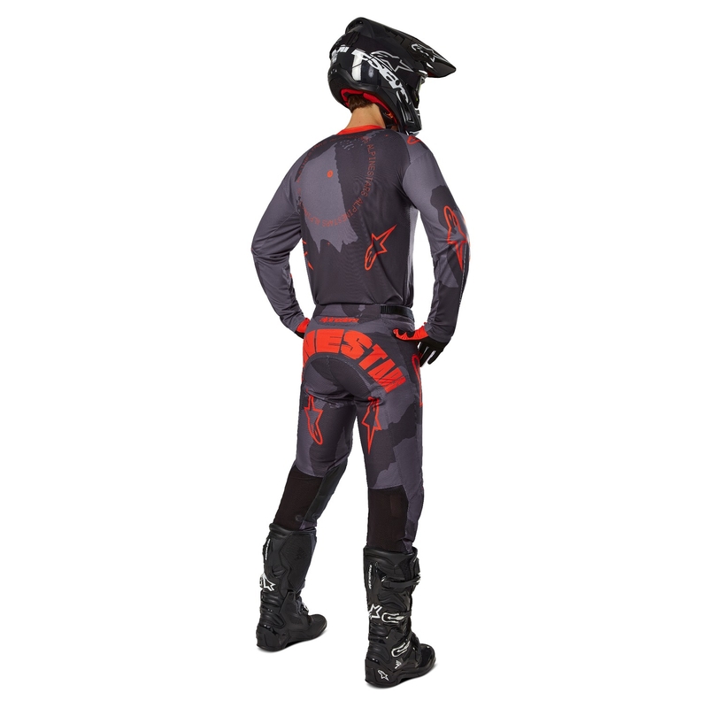 Motokrosový dres Alpinestars Racer Hollow šedá camo-fluo oranžový