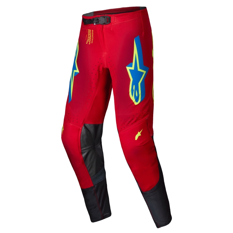 Motokrosové kalhoty Alpinestars Supertech Maker červeno-fluo žluté