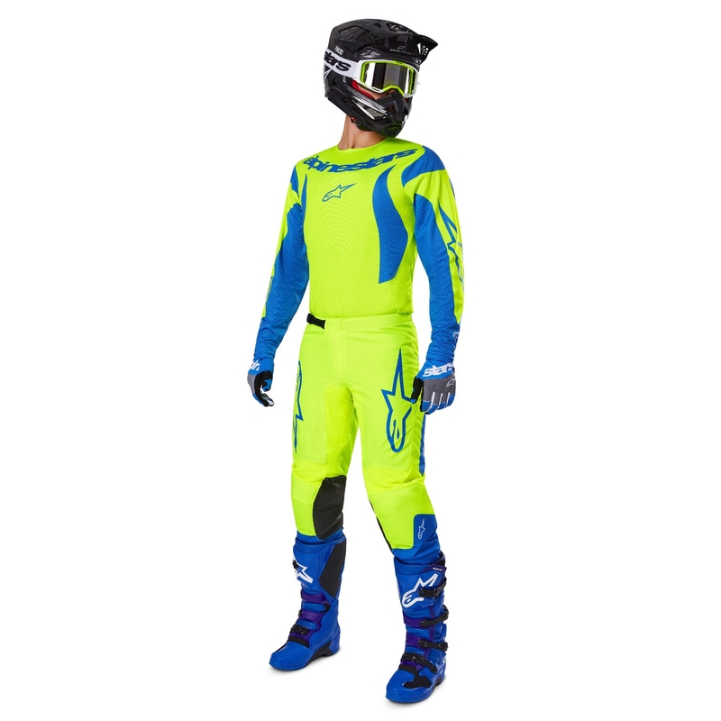 Motokrosové kalhoty Alpinestars Fluid Haul fluo žluto-modré