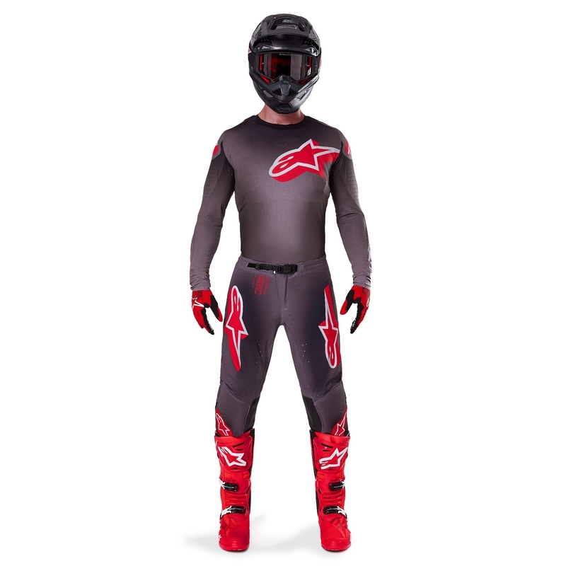 Motokrosové kalhoty Alpinestars Supertech Lipan kouřovo-červené