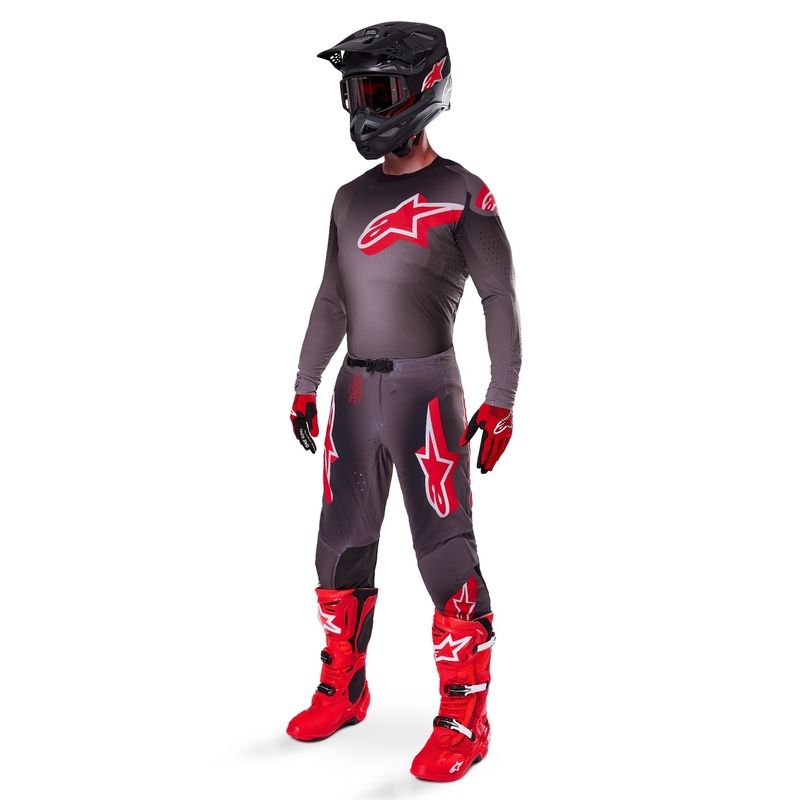 Motokrosové kalhoty Alpinestars Supertech Lipan kouřovo-červené