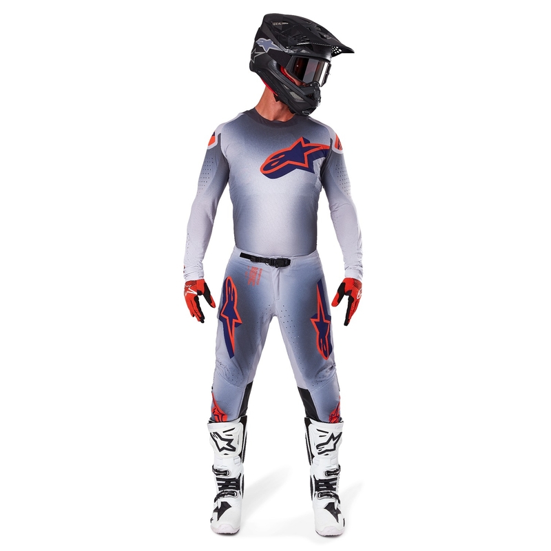 Motokrosové kalhoty Alpinestars Supertech Lipan šedo-fluo oranžové