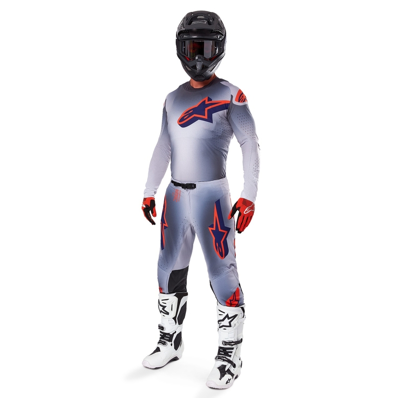 Motokrosové kalhoty Alpinestars Supertech Lipan šedo-fluo oranžové