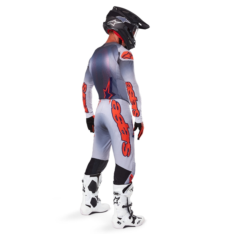 Motokrosové kalhoty Alpinestars Supertech Lipan šedo-fluo oranžové