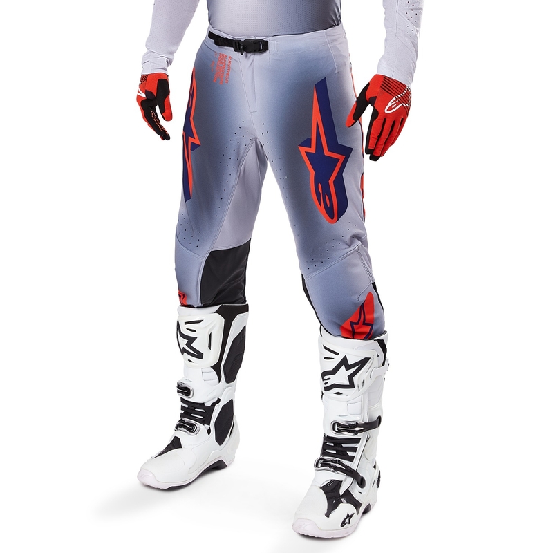 Motokrosové kalhoty Alpinestars Supertech Lipan šedo-fluo oranžové